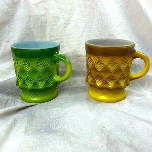 Vintage 1960s Anchor Hocking Fire King Coffee Cup Set